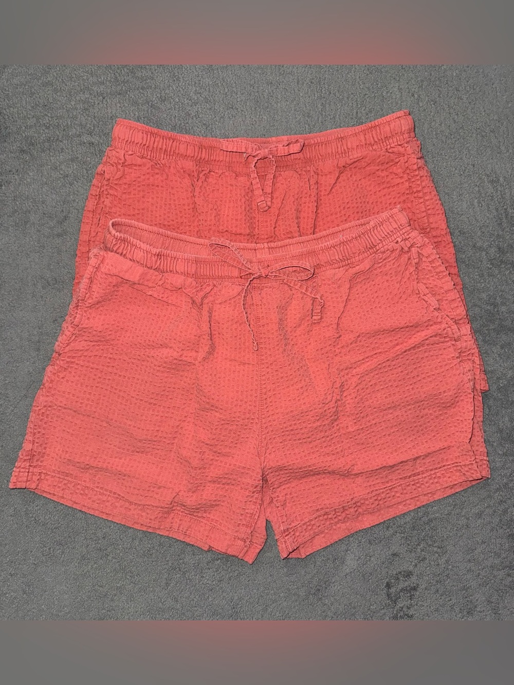 Uniqlo Women’s Cotton Textured Shorts Size M Coral – 2 Pair Bundle